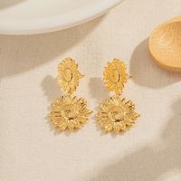 1 Pair Ig Style Casual Sunflower Plating Stainless Steel 18k Gold Plated Drop Earrings main image 3