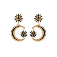 1 Pair Elegant Luxurious Star Moon Plating Inlay Alloy Rhinestones Gold Plated Drop Earrings main image 6