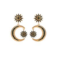 1 Pair Elegant Luxurious Star Moon Plating Inlay Alloy Rhinestones Gold Plated Drop Earrings sku image 2