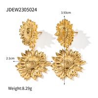 1 Pair Ig Style Casual Sunflower Plating Stainless Steel 18k Gold Plated Drop Earrings sku image 1