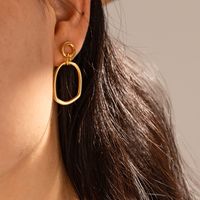 1 Pair Ig Style Simple Style Round Plating Hollow Out Stainless Steel 18k Gold Plated Drop Earrings main image 1
