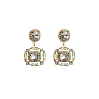 1 Pair Elegant Luxurious Square Plating Inlay Alloy Rhinestones Gold Plated Drop Earrings main image 3