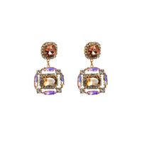 1 Pair Elegant Luxurious Square Plating Inlay Alloy Rhinestones Gold Plated Drop Earrings main image 4