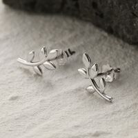 1 Pair Simple Style Classic Style Leaf Plating Sterling Silver White Gold Plated Ear Studs main image 3