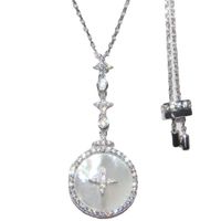 Casual Round Sterling Silver Inlay Artificial Gemstones Pendant Necklace main image 4