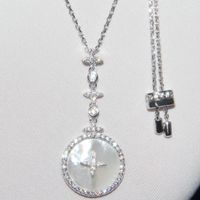 Casual Round Sterling Silver Inlay Artificial Gemstones Pendant Necklace main image 6