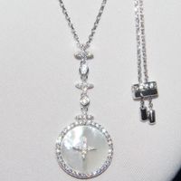 Casual Round Sterling Silver Inlay Artificial Gemstones Pendant Necklace main image 2