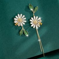 1 Pair Elegant Sweet Flower Bee Enamel Plating Inlay Copper Zircon 18k Gold Plated Drop Earrings main image 2