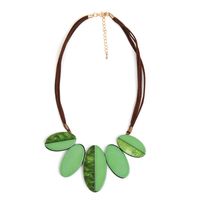 Bohemian Leaf Arylic Leather Rope Women's Pendant Necklace sku image 4