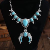 Elegant U Shape Alloy Inlay Turquoise Women's Pendant Necklace main image 6