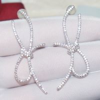1 Pair Classic Style Bow Knot Inlay Sterling Silver Artificial Gemstones Drop Earrings main image 6