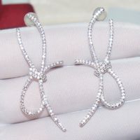 1 Pair Classic Style Bow Knot Inlay Sterling Silver Artificial Gemstones Drop Earrings main image 3