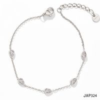 Simple Style Water Droplets Stainless Steel Plating Inlay Zircon Women's Anklet 1 Piece sku image 6
