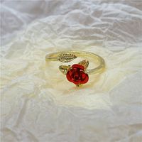 Wholesale Jewelry Sweet Leaf Flower Alloy Plating Open Ring sku image 1