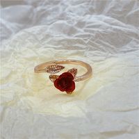 Wholesale Jewelry Sweet Leaf Flower Alloy Plating Open Ring main image 2