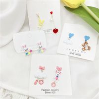 Cartoon Style Clouds Rabbit Heart Shape Imitation Pearl Alloy Enamel Women's Drop Earrings main image 1