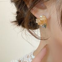 Sweet Gradient Color Heart Shape Alloy Inlay Crystal Women's Ear Studs main image 1