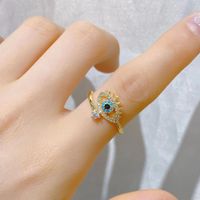 Streetwear Star Moon Eye Copper Zircon Open Ring In Bulk sku image 3