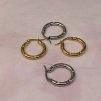 1 Pair Streetwear Solid Color Plating Titanium Steel Hoop Earrings main image 1
