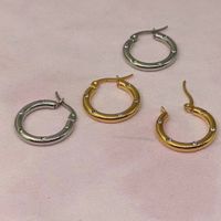 1 Pair Streetwear Solid Color Plating Titanium Steel Hoop Earrings main image 2