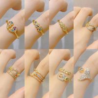 Lady Heart Shape Copper Irregular Plating Inlay Zircon Open Ring main image 1