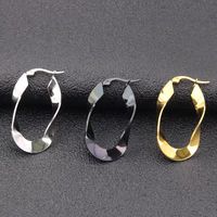 1 Pair Simple Style Irregular Plating Titanium Steel Hoop Earrings main image 1