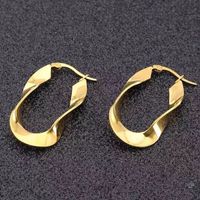 1 Pair Simple Style Irregular Plating Titanium Steel Hoop Earrings main image 4