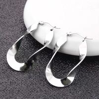 1 Pair Simple Style Irregular Plating Titanium Steel Hoop Earrings main image 3
