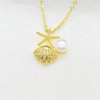 Einfacher Stil Geometrisch Titan Stahl Überzug Inlay Künstliche Perlen Strasssteine Hülse Halskette Mit Anhänger main image 4