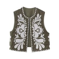 Women's Vintage Style Streetwear Flower Embroidery Placket Coat Casual Jacket main image 5