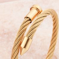 Punk Solid Color Stainless Steel Plating Bangle main image 5