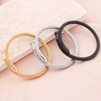 Punk Solid Color Stainless Steel Plating Bangle main image 4