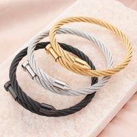 Punk Solid Color Stainless Steel Plating Bangle main image 1