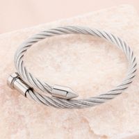 Punk Solid Color Stainless Steel Plating Bangle main image 3
