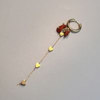 1 Piece Bohemian Tassel Heart Shape Stainless Steel Natural Stone Drop Earrings sku image 7