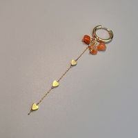 1 Piece Bohemian Tassel Heart Shape Stainless Steel Natural Stone Drop Earrings sku image 6
