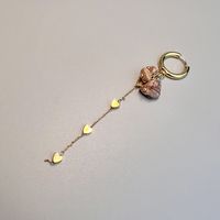 1 Piece Bohemian Tassel Heart Shape Stainless Steel Natural Stone Drop Earrings sku image 5