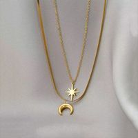 Elegant Lady Star Moon Stainless Steel Plating Layered Necklaces main image 5