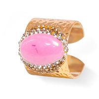 Hip-hop Retro Oval Natural Stone Crystal Open Ring sku image 3