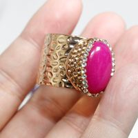 Hip-hop Retro Oval Natural Stone Crystal Open Ring main image 5