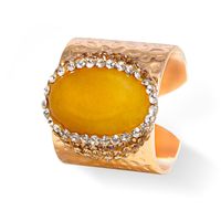 Hip-hop Retro Oval Natural Stone Crystal Open Ring sku image 2