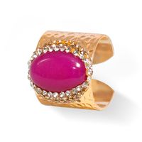 Hip-hop Retro Oval Natural Stone Crystal Open Ring sku image 4