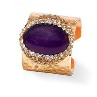 Hip-hop Retro Oval Natural Stone Crystal Open Ring sku image 8