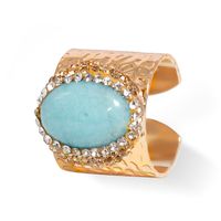 Hip-hop Retro Oval Natural Stone Crystal Open Ring sku image 9