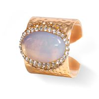 Hip-hop Retro Oval Natural Stone Crystal Open Ring sku image 1