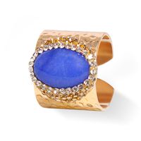 Hip-hop Retro Oval Natural Stone Crystal Open Ring sku image 5