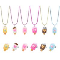 Cute Ice Cream Letter Plastic Resin Girl's Rings Necklace main image 1