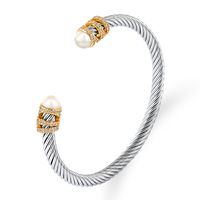 Elegante Pulsera Curva De Cable Trenzado Chapado En Acero Inoxidable sku image 23