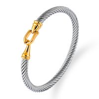Elegant Curve Stainless Steel Plating Twisted Cable Bracelet sku image 2
