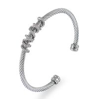 Elegante Pulsera Curva De Cable Trenzado Chapado En Acero Inoxidable sku image 26